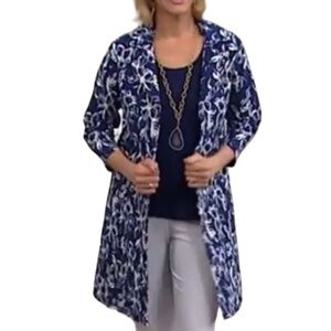 NWT Slinky Brand Open Front Floral Trench Coat. Size 1X